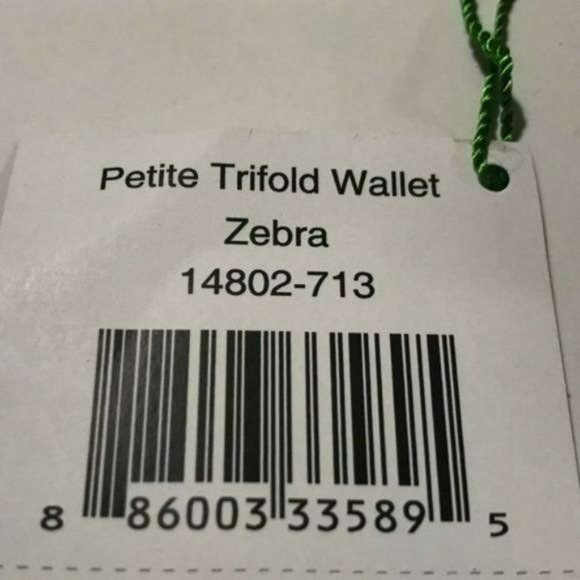Vera Bradley Petite Trifold Wallet Zebra Tan and Black New With Tags - Picture 5 of 5